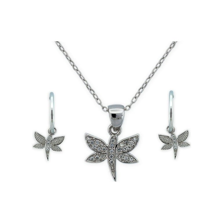 Dragonfly Earrings with Cubic Zirconia Accents Sterling Silver Dragonfly Earrings with Cubic Zirconia Accents Sterling Silver