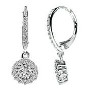ZVVBOO Cubic Zirconia Drop Earrings for Women Girls Halo Round CZ Dangle Leverback Earring Wedding Gifts