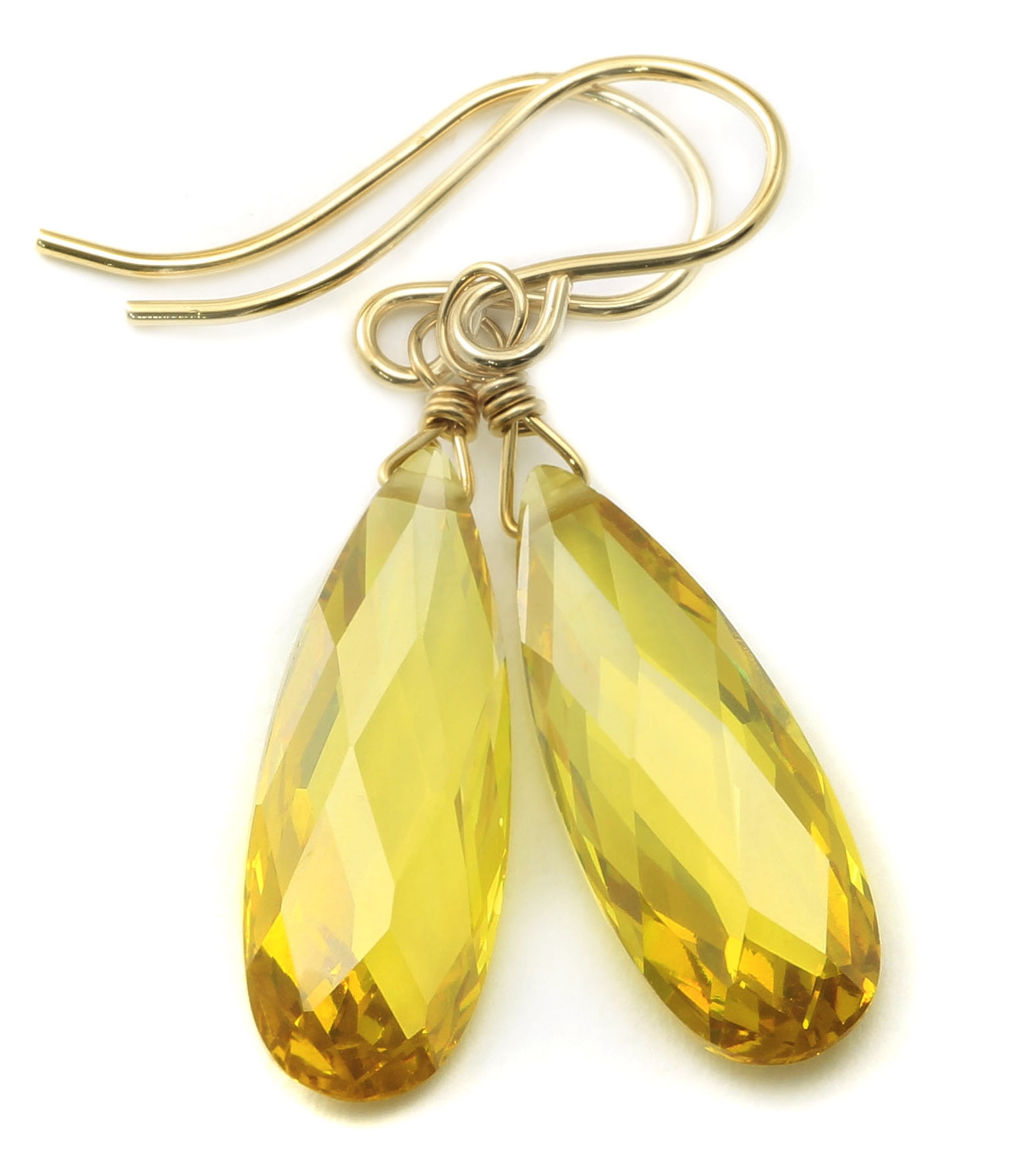 Cubic Zirconia Earrings Simulated Canary Yellow Diamond