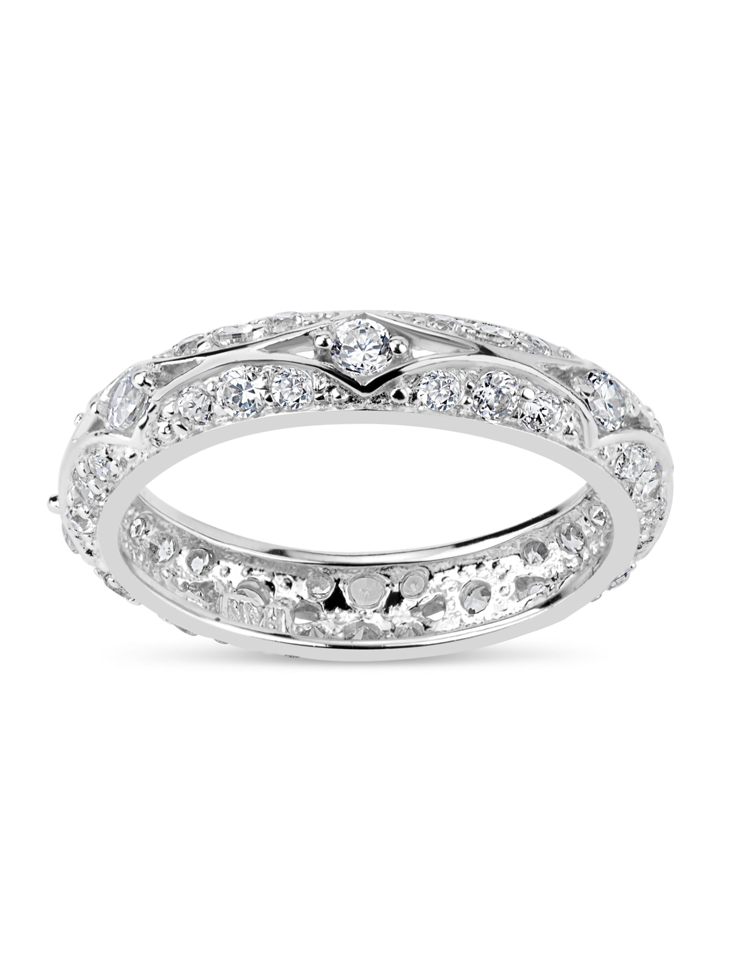 Cubic Zirconia Eternity Pave Wedding Band Ring in Starling Silver