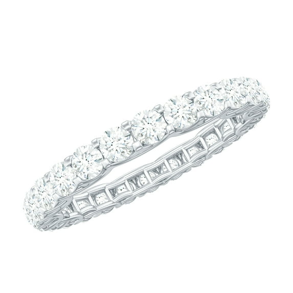 Rosec Jewels Certified Cubic Zirconia Eternity Band Ring - Stackable Wedding Band for Women - AAAA Quality - with Jewelry Box, 10K White Gold, US 7.50