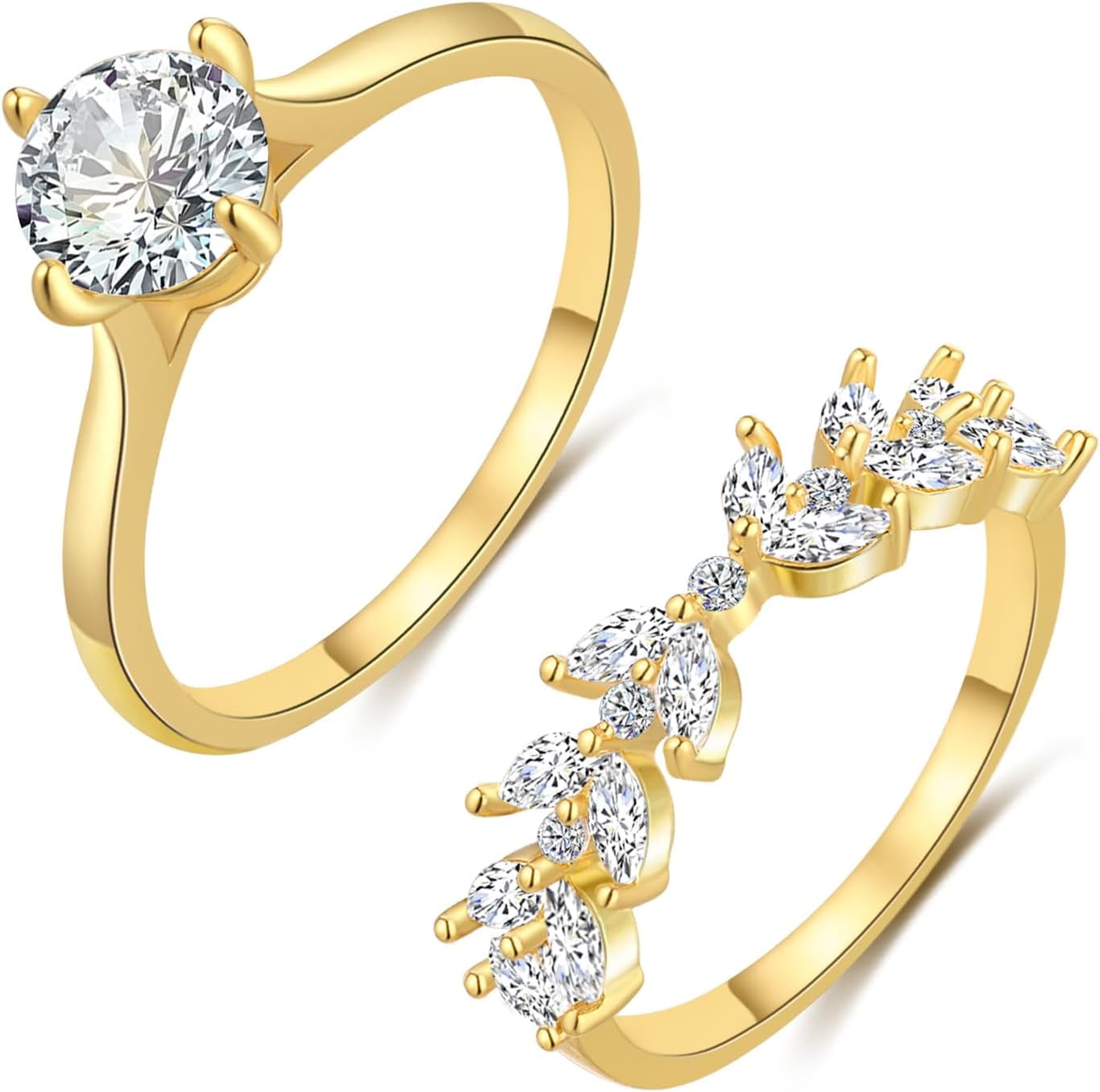 Non Tarnish Golden Rings for Women Jewelry Set