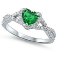 thumbnail image 1 of Cubic Zirconia Heart Iced Out Infinity Ring Sterling Silver Size 10, 1 of 3