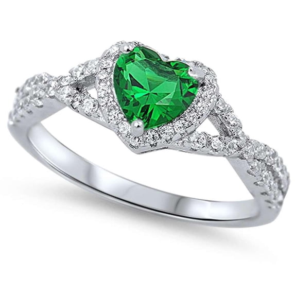 Cubic Zirconia Heart Iced Out Infinity Ring Sterling Silver Size 10
