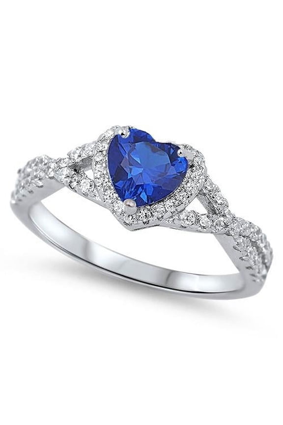 Cubic Zirconia Heart Iced Out Infinity Ring Sterling Silver Size 5