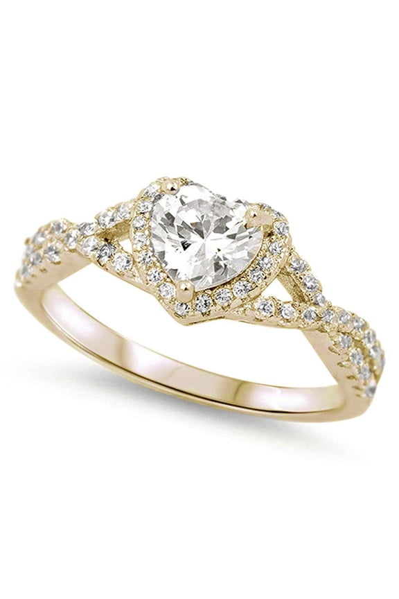 Cubic Zirconia Heart Iced Out Infinity Ring Sterling Silver Size 7