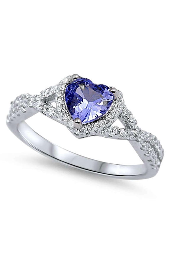 Cubic Zirconia Heart Iced Out Infinity Ring Sterling Silver Size 8