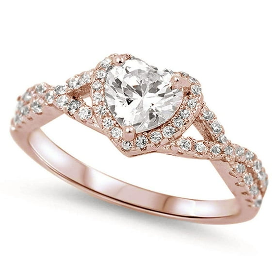 Cubic Zirconia Heart Iced Out Infinity Ring Sterling Silver Size 9