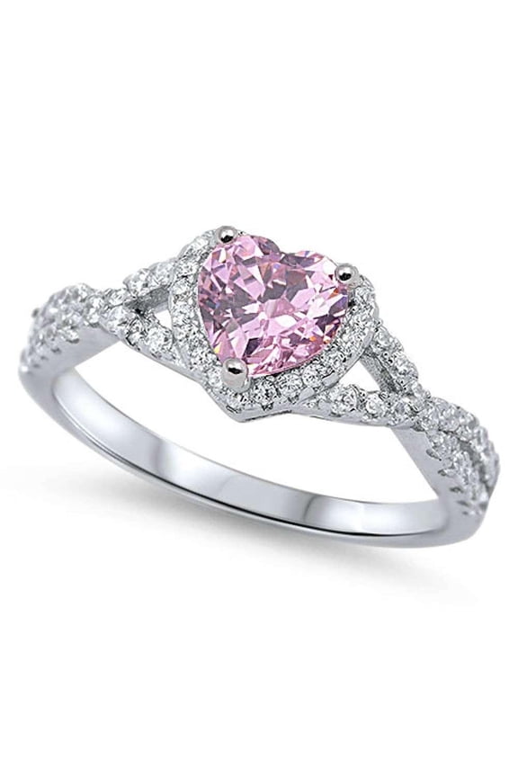 Cubic Zirconia Heart Iced Out Infinity Ring Sterling Silver Size 9