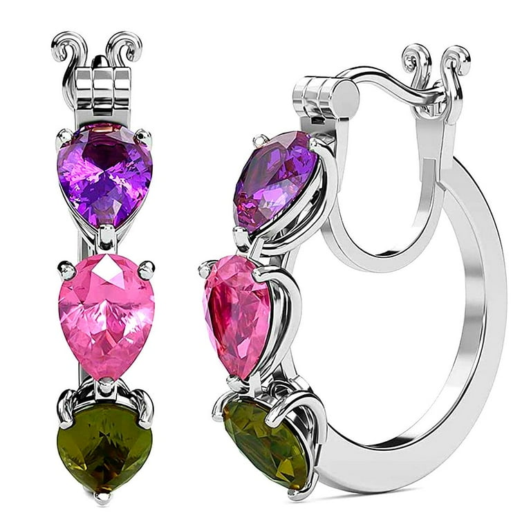 Sterlins silver multi colour cz hoops Sterlins silver multi colour cz hoops
