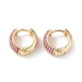 thumbnail image 1 of Cubic Zirconia Hoop Earrings Real 16K Gold Plated Brass Jewelry for Women Medium Violet Red 14.5x6mm Pin: 1mm, 1 of 4