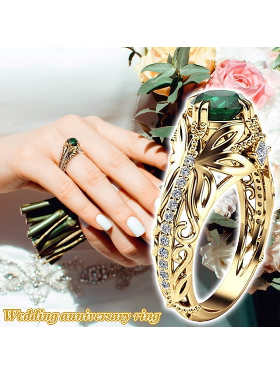 Cubic Zirconia Imitation Diamond Moissanite Rings for Women, Green Big Oval Cubic Zirconia Ring, Costume Rhinestone Jewelry for Wedding Engagement