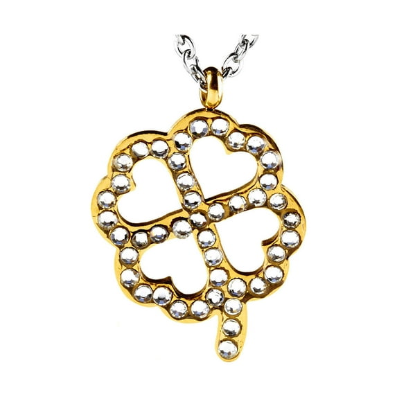 ELYA Jewelry Women's Cubic Zirconia Clover Shaped Gold Plated Necklace - 16"