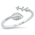 thumbnail image 1 of Cubic Zirconia Leaf Design Adjustable Ring Sterling Silver, 1 of 2