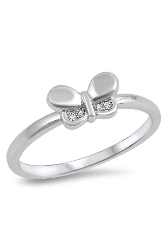 Cubic Zirconia Little Butterfly Ring Sterling Silver