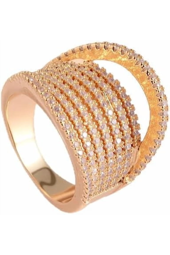 Cubic Zirconia Multi-Layer Statement Ring for Women Crystal Stacking Band Promise Engagement Rings Wedding Band Dainty Jewelry Birthday