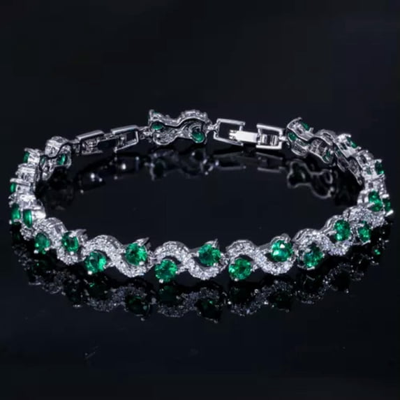 Cubic Zirconia Mutil Green Blue Austrian Crystal Chain Bracelet for Women Gift