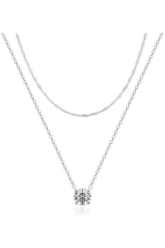 Cubic Zirconia Necklaces for Women, Dainty S925 Sterling Choker Necklace Simple CZ Necklaces for Women Trendy Gifts