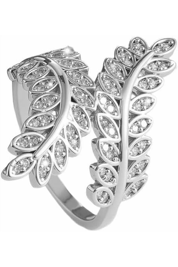 Cubic Zirconia Olive Branch Ring for Women Leaf Statement Ring Crystal Climber Finger Band Promise Engagement Rings Fashion Jewelry