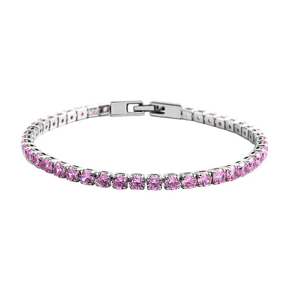 Shop LC Cubic Zirconia Pink Tennis Bracelet for Women Stackable Wedding Jewelry for Bride Gifts for Women 8" Ct 6.6 Birthday Valentines Day Gifts