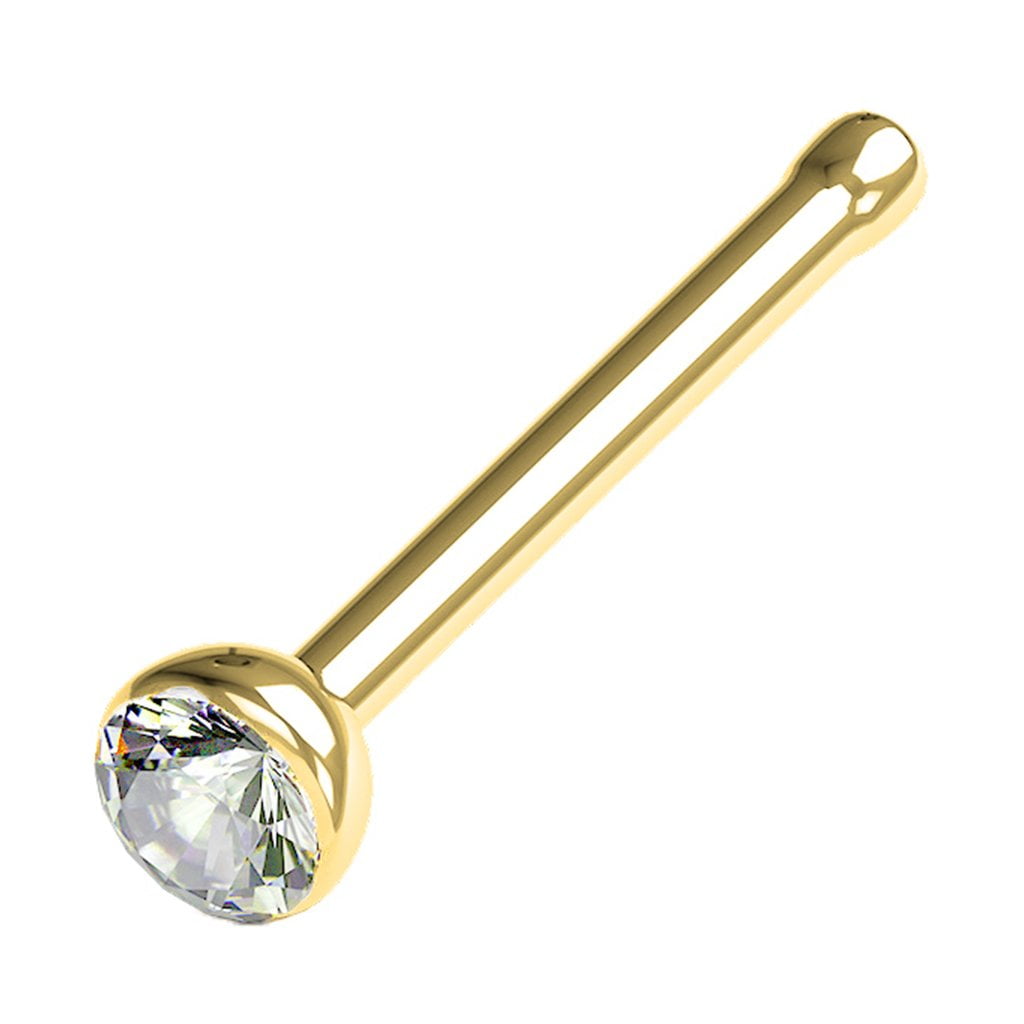 Cubic Zirconia Press Fit Nose Bone Stud Titanium IP 316L Surgical Steel ...