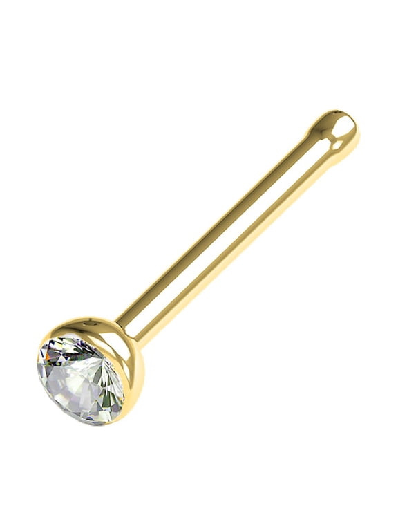 Cubic Zirconia Press Fit Nose Bone Stud Titanium IP 316L Surgical Steel (Various Gauges)