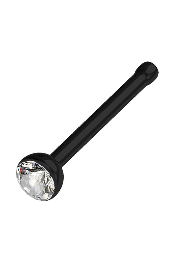 Cubic Zirconia Press Fit Nose Bone Stud Titanium IP 316L Surgical Steel (Various Gauges)