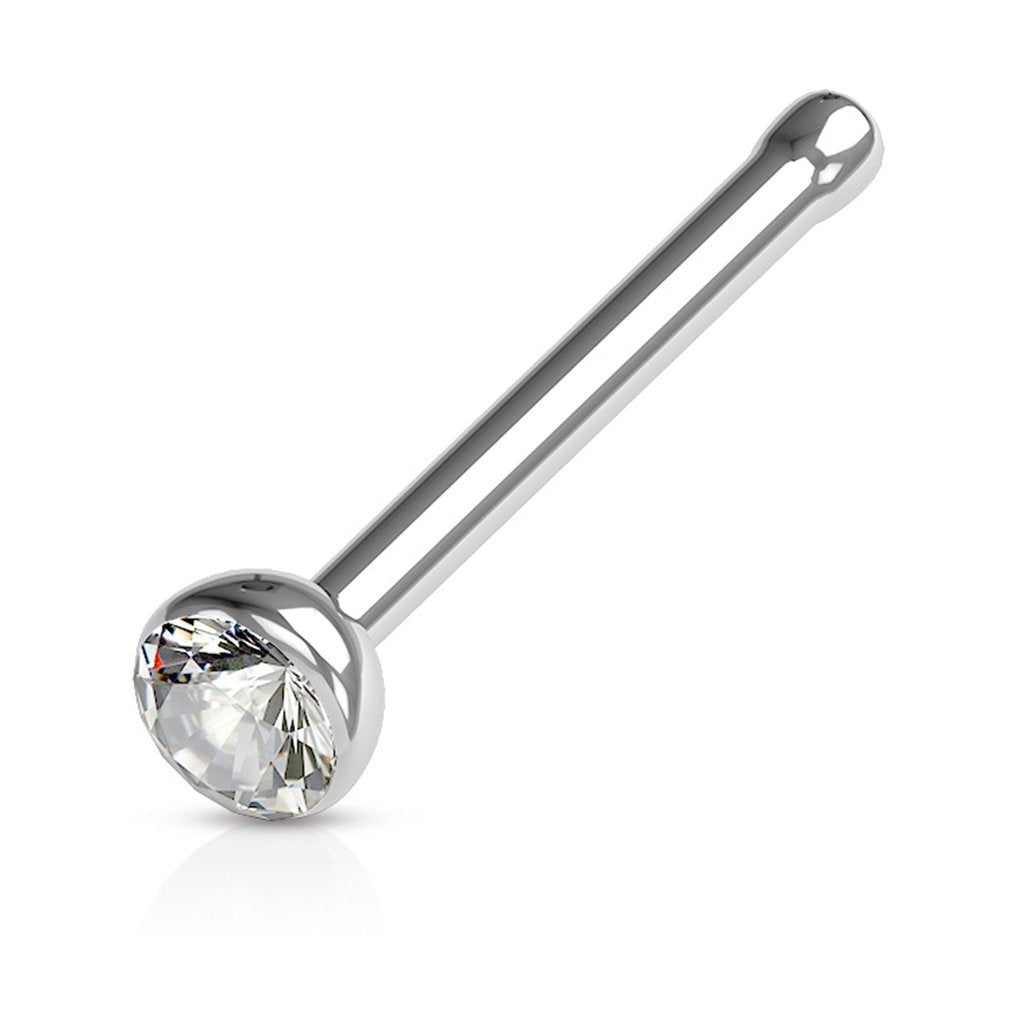 Cubic Zirconia Press Fit Nose Bone Stud Titanium IP 316L Surgical Steel ...