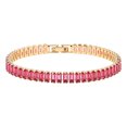 thumbnail image 1 of Cubic Zirconia Rectangle Sea Link Chain Polished Tennis Bracelet Gold Cerise T128, 1 of 2