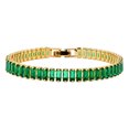 thumbnail image 1 of Cubic Zirconia Rectangle Sea Link Chain Polished Tennis Bracelet Gold Green T128, 1 of 2