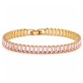thumbnail image 1 of Cubic Zirconia Rectangle Sea Link Chain Polished Tennis Bracelet Gold Pink T128, 1 of 2
