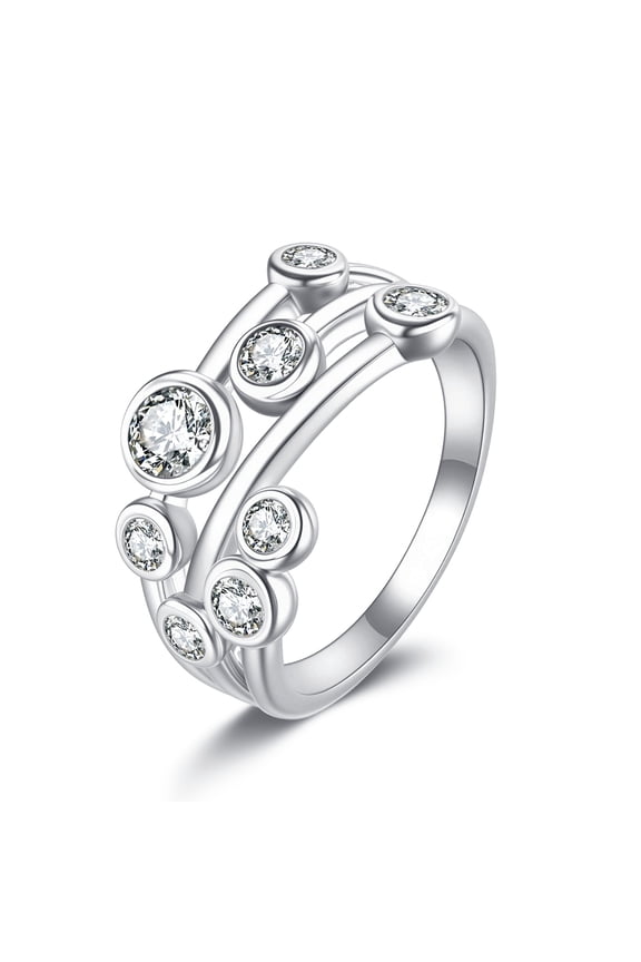 Cubic Zirconia Ring for Women 925 Sterling Silver Bubble Cocktail Fashion Band Ring Elegant Jewelry Hypoallergenic Gift