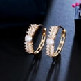 thumbnail image 1 of Cubic Zirconia Round Stone Hoop Earrings Yellow Gold Plated 2023 Fashion Jewelry, 1 of 9