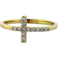 thumbnail image 1 of Cubic Zirconia Sideway Cross Stack Ring in 18K Gold over Silver, 1 of 4
