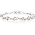 thumbnail image 1 of Cubic Zirconia Simulated Pearl Bridal Wedding Leaf Filigree Tennis Bracelet for Brides Bridesmaid Birthday Mothers Christmas Valentines Day Jewelry Gifts for Women, 1 of 5