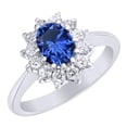 thumbnail image 1 of AFFY Cubic Zirconia & Simulated Sapphire Halo Engagement Ring in 14k White Gold Over Sterling Silver (2 Cttw), Ring Size - 6.5, 1 of 1