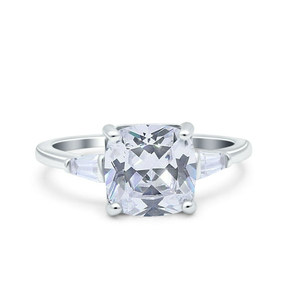 Cubic Zirconia Size-5 Cushion Cut Art Deco Wedding Ring 925 Sterling Silver