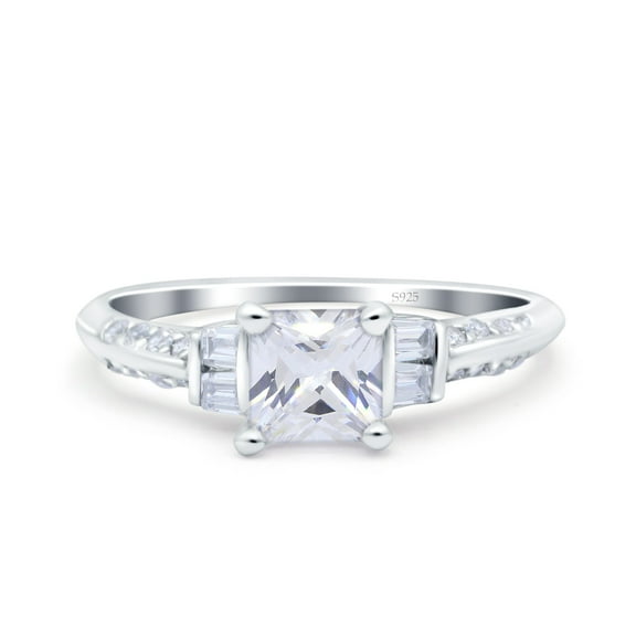 Cubic Zirconia Size-6 Art Deco Wedding Engagement Bridal Ring 925 Sterling Silver