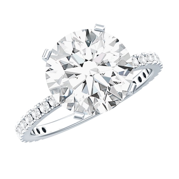 Rosec Jewels Cubic Zirconia Solitaire Engagement Ring 4 Carat - 10 mm Round - AAAA Grade, 10K White Gold, US 13.00