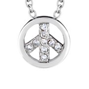 West Coast Jewelry Women's Cubic Zirconia Peace Stainless Steel Necklace - 16"