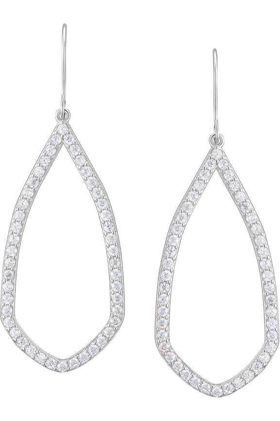 Cubic Zirconia Statement Earrings For Women, Silver Rhinestone Drop Dangle Earrings For Wedding Bridal Prom Formal Party Gifts, Frame Earrings Jewelry Collections[Z7339]