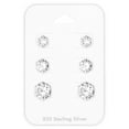 thumbnail image 1 of Cubic Zirconia  Sterling Silver Graduated Round-Cut Stud Earring Set, 1 of 1