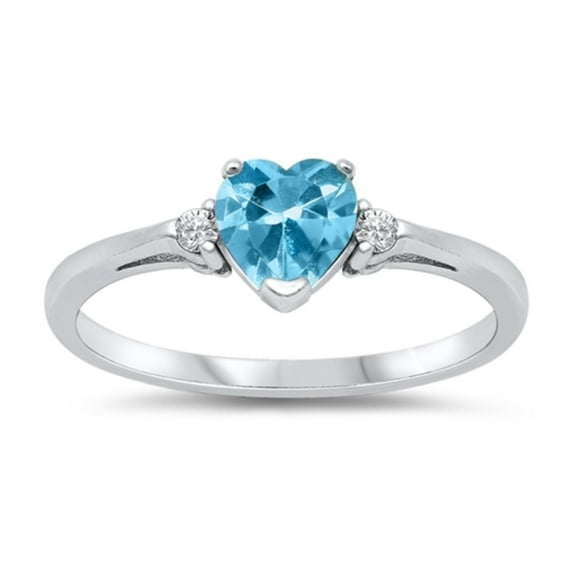 Cubic Zirconia Sterling Silver Heart Ring