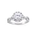 thumbnail image 1 of Cubic Zirconia Sterling Silver Platinum Plated Round Halo Ring, 1 of 1
