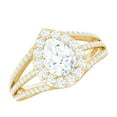 thumbnail image 1 of Rosec Jewels Cubic Zirconia Teardrop Engagement Ring for Women - Split Shank Ring - AAAA Quality, 14K Yellow Gold, US 6.50, 1 of 9