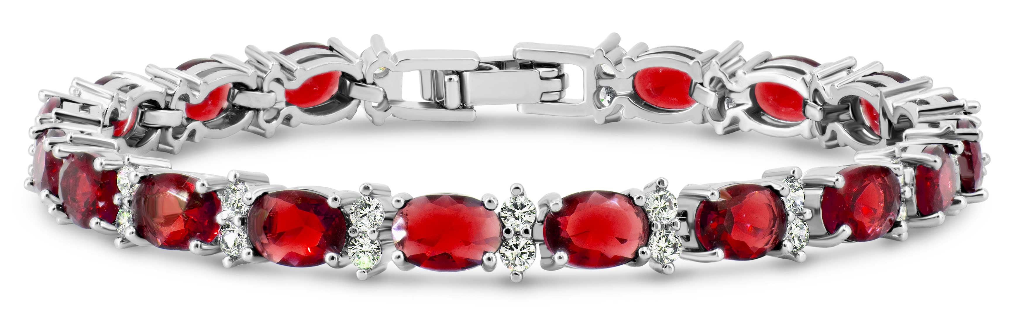 KEZEF Tennis Bracelet Simulated Red Ruby 7x5 mm Oval & 2 mm Round ...