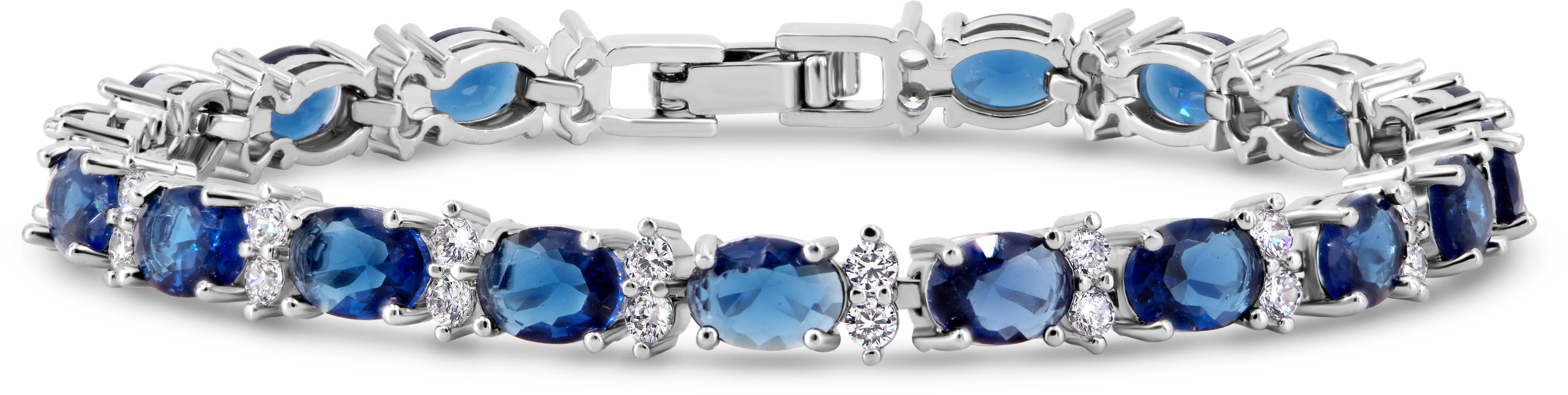 KEZEF Tennis Bracelet Simulated Blue Amethyst 7x5 mm Oval & 2 mm Round ...