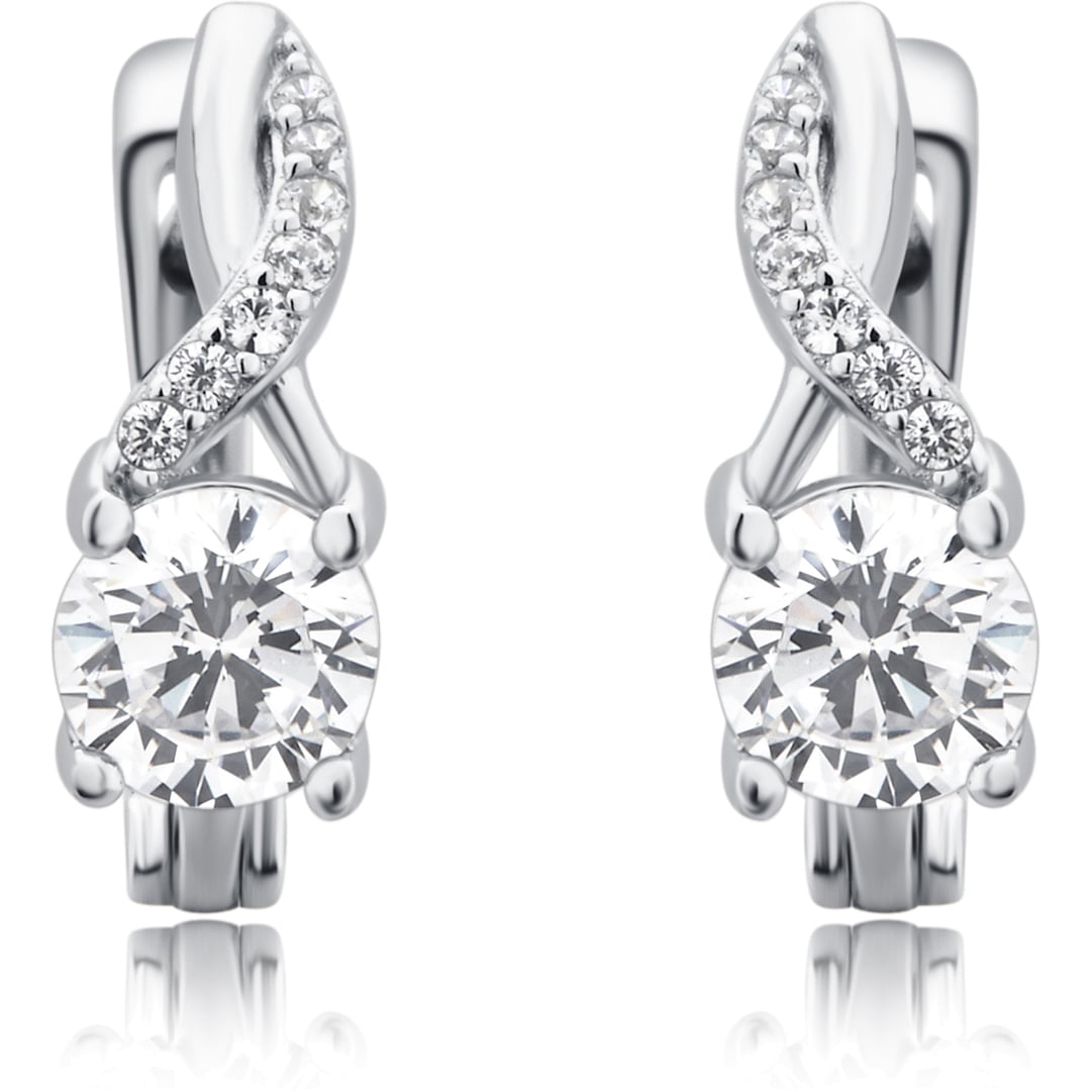 Cubic Zirconia Twist Style Sterling Silver Fashion Earring