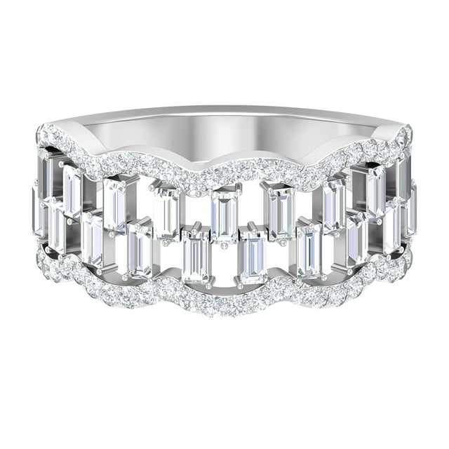 Cubic Zirconia Wedding Band Ring for Women Statement Band Ring, 925