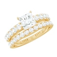 thumbnail image 1 of Rosec Jewels Cubic Zirconia Wedding Ring Set for Bride - 1 Carat Princess Cut Engagement Ring with Enhancer - Jewelry Box Included, 14K Yellow Gold, US 7.00, 1 of 8